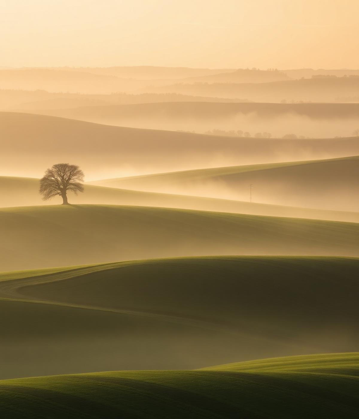Rolling Kent farmland at sunrise